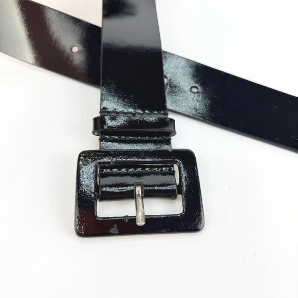 Nine West Accessories - VTG RETRO Wide Nine West M Black Patent Leather Square Buckle Women Belt